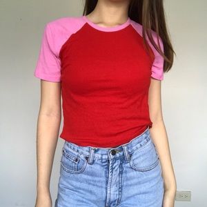 NWOT Zara crop top red and pink